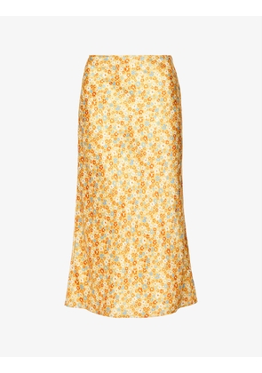 Pratt floral-print silk midi skirt