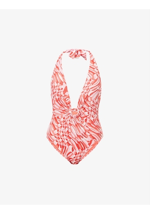 Poolside abstract-print swimsuit