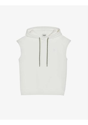 Hooded sleeveless cotton-blend sweatshirt