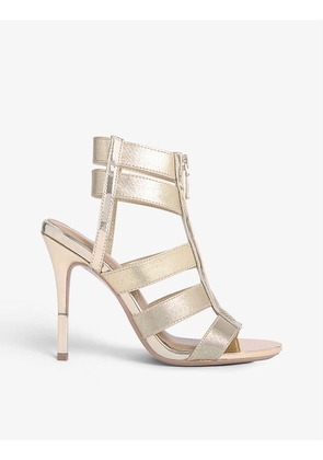 Kunning zip-front metallic-woven heeled sandals