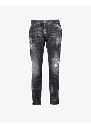 Skater faded-wash tapered stretch-denim jeans