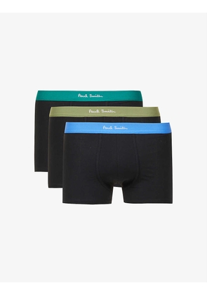 Pack of three branded-waistband stretch-cotton trunks