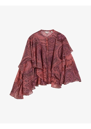 Isauna asymmetric ruffled blouse