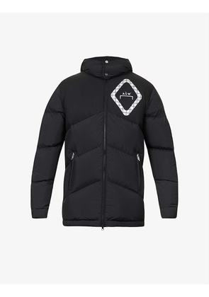 Panelled-metallic logo relaxed-fit shell-down jacket