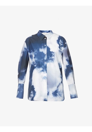 Cloud-graphic loose-fit cotton-poplin shirt