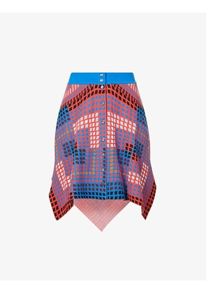 Abstract-print knitted mini skirt