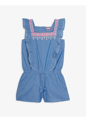 Chambray frilled cotton playsuit 3-14 years