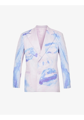 Face abstract-print regular-fit stretch-woven jacket
