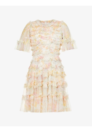 Sunrise floral-printed tulle and recycled nylon mini dress