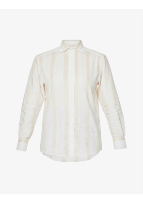 The Boyfriend striped organic linen and organic cotton-blend shirt
