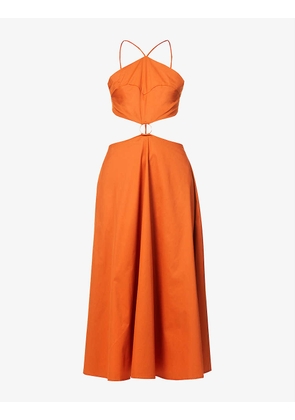 Cut-out cotton-blend midi dress