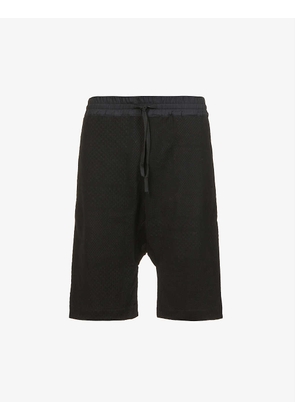 Drop-crotch mid-rise organic-cotton jacquard shorts