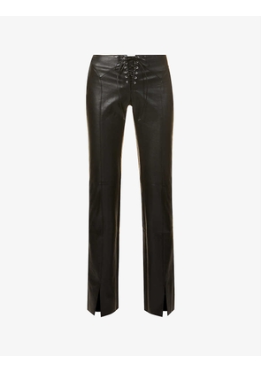 Elemental low-rise slim-fit faux-leather trousers