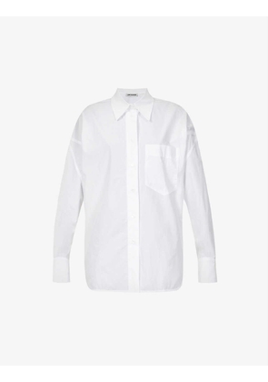 Dropped-shoulder patch-pocket cotton-poplin shirt