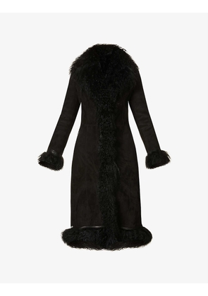 Bonnie shearling-trim suede coat