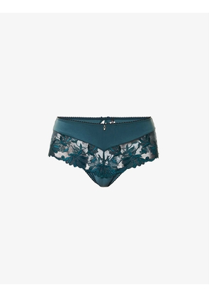 Lovessence floral-embroidered stretch-woven tanga breifs