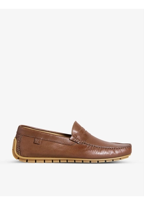 Alberrt top-stitched leather driving loafers