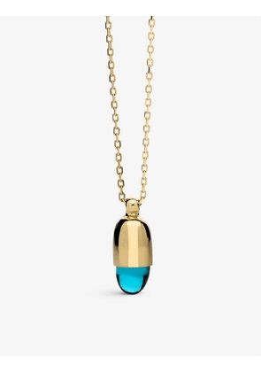 Maviada Skopelos Mini 18 carat gold London Blue quartz pendant necklace