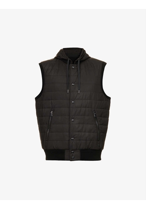 Brand-plaque reversible cotton-blend vest