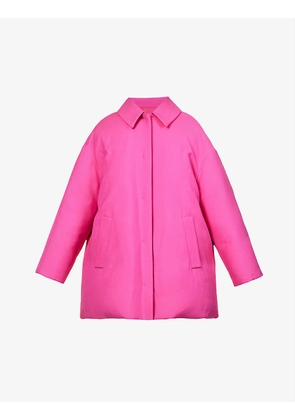 Collared padded wool-blend jacket