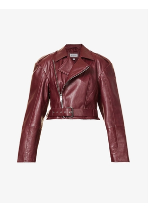 Kelly belted leather jacket