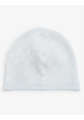 Monogram-print wool beanie hat