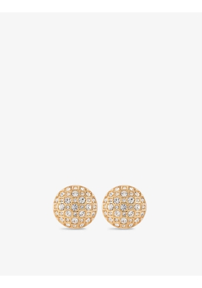 Pre-loved yellow gold-plated and Swarovski crystal clip-on earrings