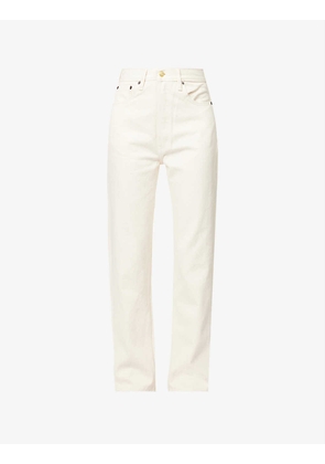 Childhood brand-embroidered straight-leg high-rise jeans