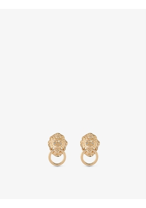 Pre-loved Lion Head 22ct yellow gold-plated and Swarovski crystal knocker earrings