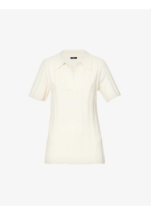 Ribbed fitted knitted polo shirt