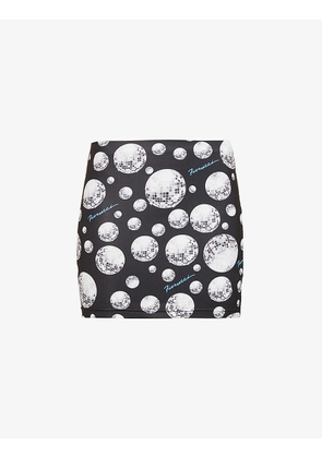 Disco Ball graphic-print stretch-woven mini skirt