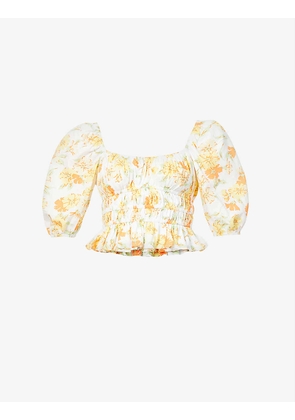 Enrica floral-print cotton top