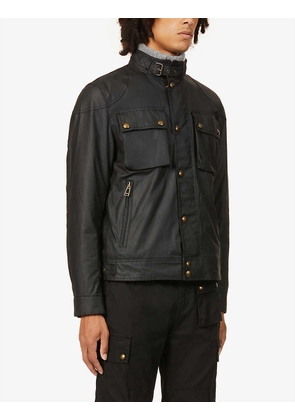 Racemaster funnel-neck waxed cotton jacket