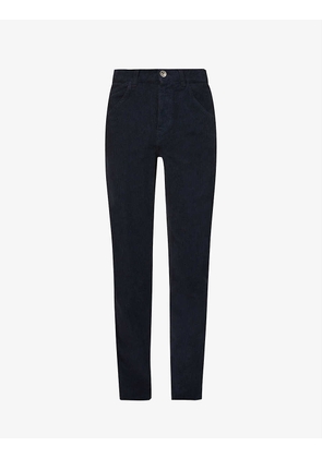 Slim-fit straight-leg stretch cotton-corduroy trousers