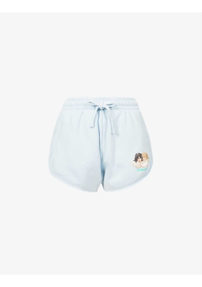 Angels mid-rise cotton-jersey shorts
