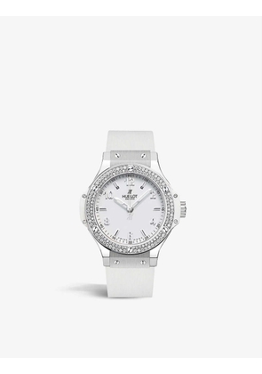 361.SE.2010.RW.1104 Big Bang white diamond and steel quartz watch