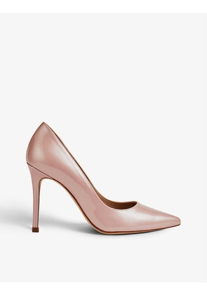 Fern pointed-toe pearlescent patent-leather courts