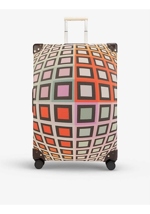 Globe-Trotter x Vasarely four-wheel check-in suitcase