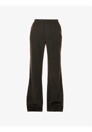 Wide-leg mid-rise cashmere trousers