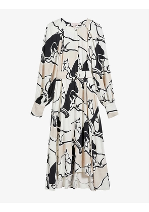 Sydnei graphic-print belted woven shirt midi dress