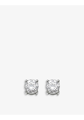 Solitaire sterling-silver and zirconia stud earrings