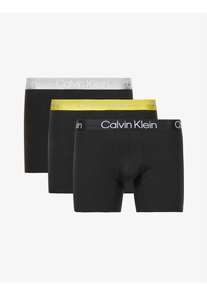 Pack of three logo-waistband cotton and recycled-polyester-blend boxer briefs
