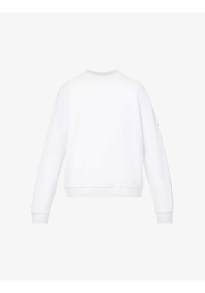 Brand-appliqué ribbed-trim cotton-jersey sweatshirt