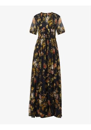 Cassia floral-print silk-chiffon gown