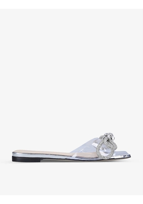 Double Bow crystal-embellished PVC flats