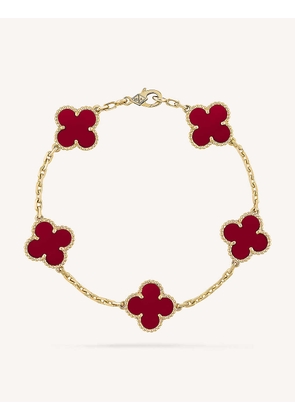 VAN Cleef & Arpels Womens Yellow Gold Vintage Alhambra Yellow-gold and Carnelian Bracelet