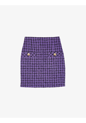 Clarinette check-print tweed mini skirt
