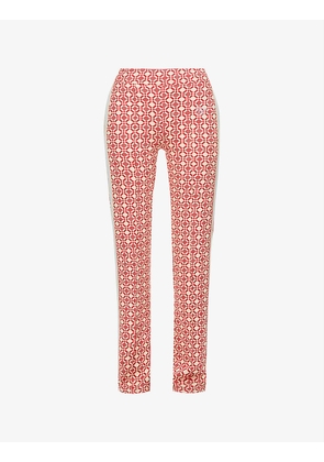 Power graphic-print straight-leg high-rise stretch-knit trousers