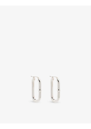 Oval embossed sterling silver hoop earrings