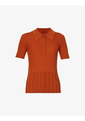Round-neck ribbed wool top